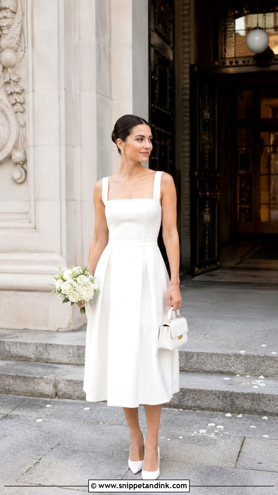 Registry Office White Midi Dress - Snippet and Ink - 30 Registry Office Wedding Dress Ideas