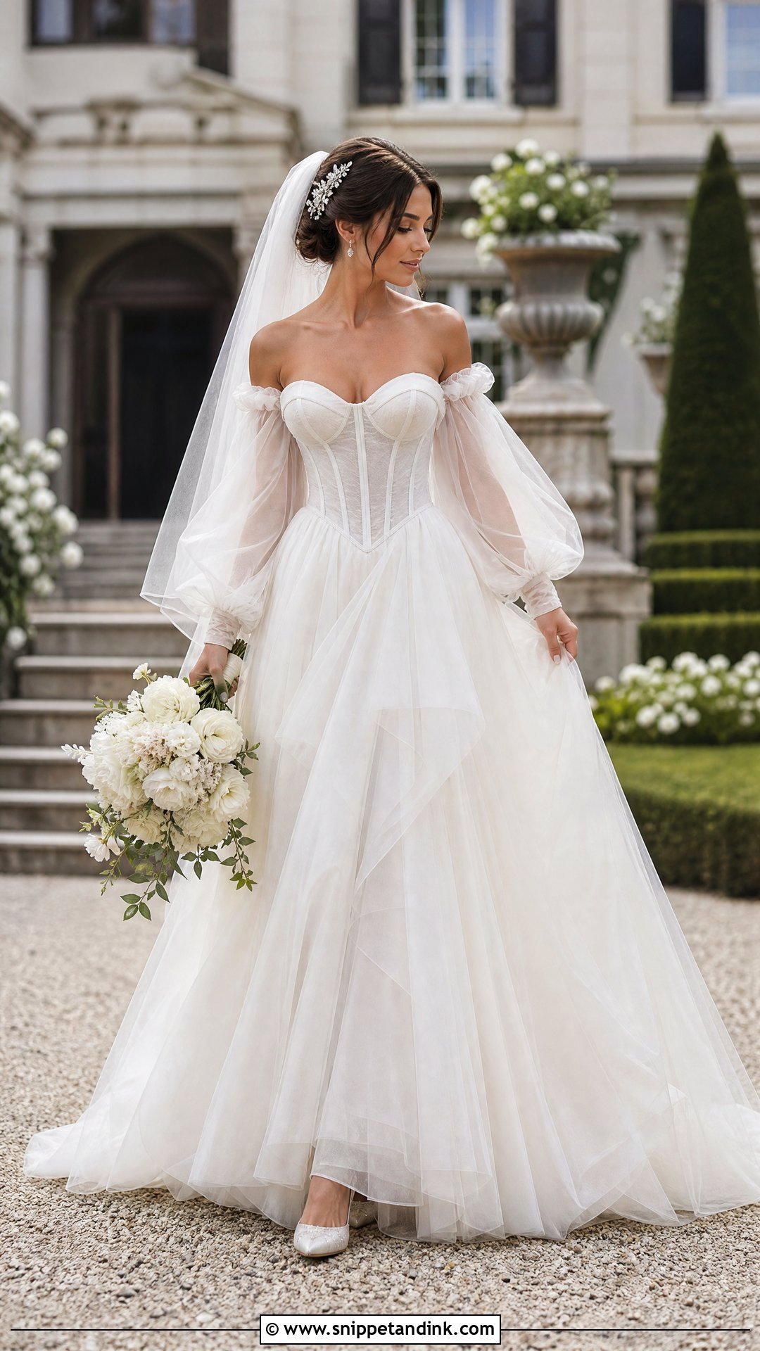 Reign Wedding Dress With Detachable Puff Sleeves - Snippet and Ink - 20 Reign Wedding Dress Ideas