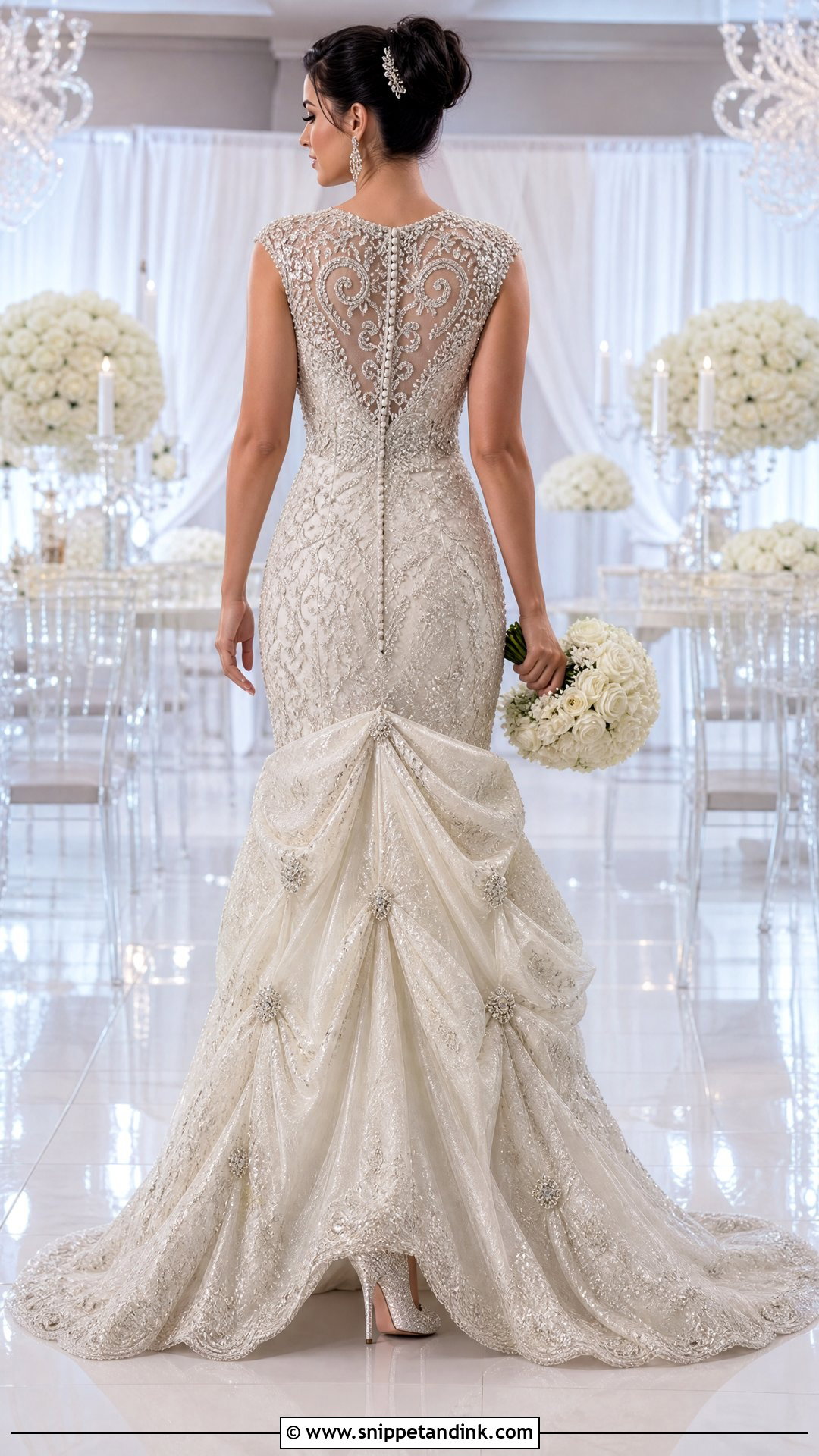 Reinforced Bustle for a Beaded Wedding Dress - Snippet and Ink - 20 Wedding Dress Train Bustle Ideas