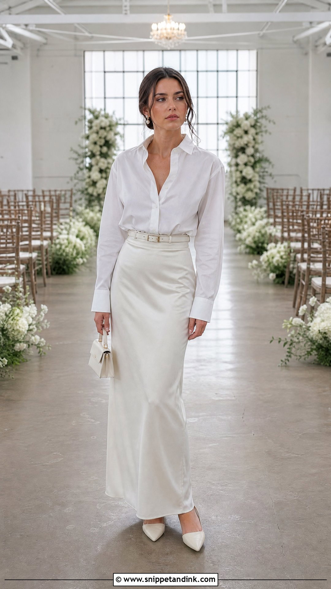 Reluctant Bride White Shirt And Maxi Skirt Outfit - Snippet and Ink - 20 Reluctant Bride Ideas
