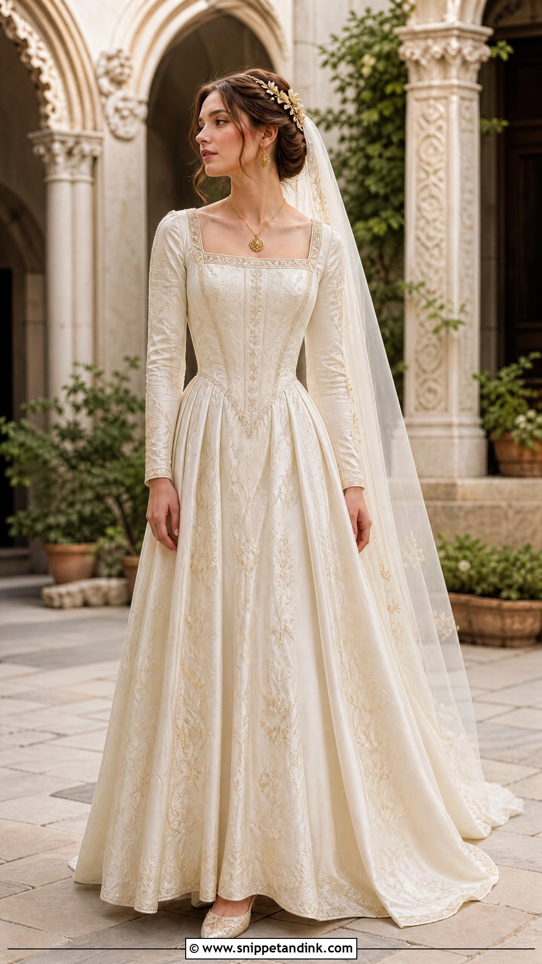Renaissance Square Neck Wedding Dress - Snippet and Ink - 25 Antique Wedding Dress Ideas