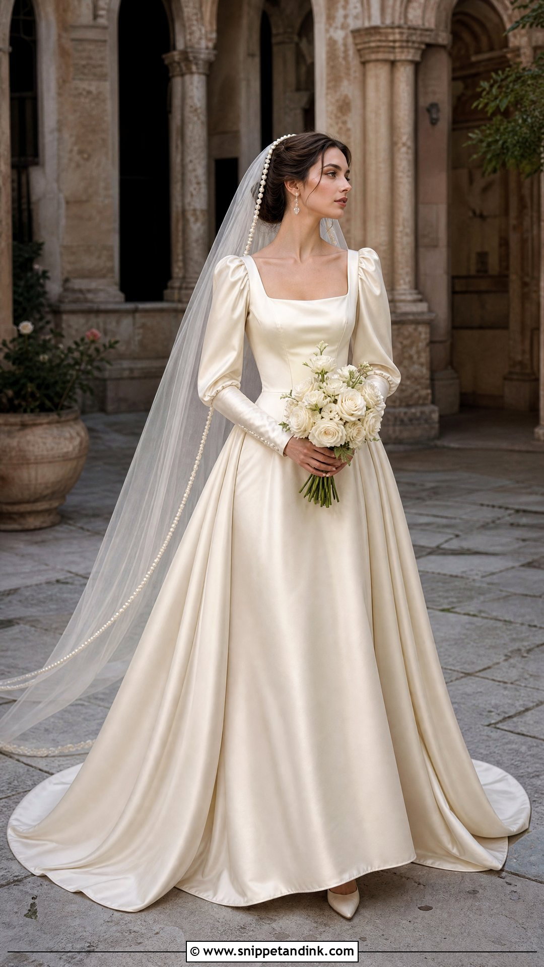 Renaissance Wedding Dress with Juliet Sleeves - Snippet and Ink - 20 Vintage Wedding Dresses with Sleeves