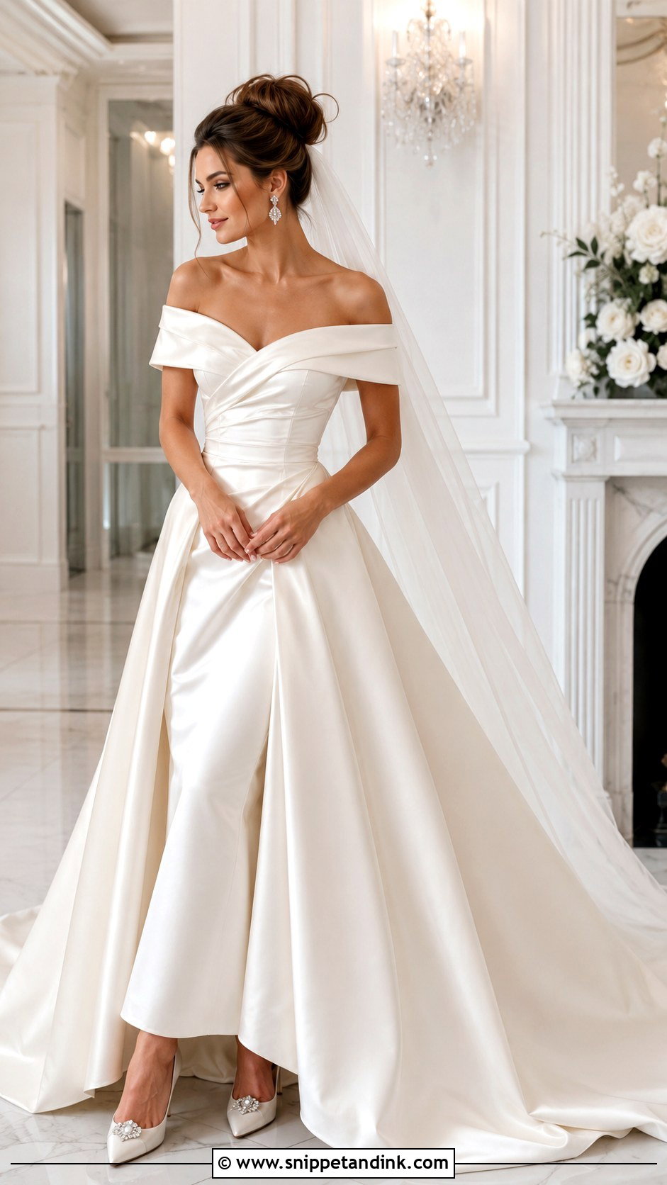 Retro Off Shoulder Wedding Dress - Snippet and Ink - 25 Retro Wedding Dress Ideas
