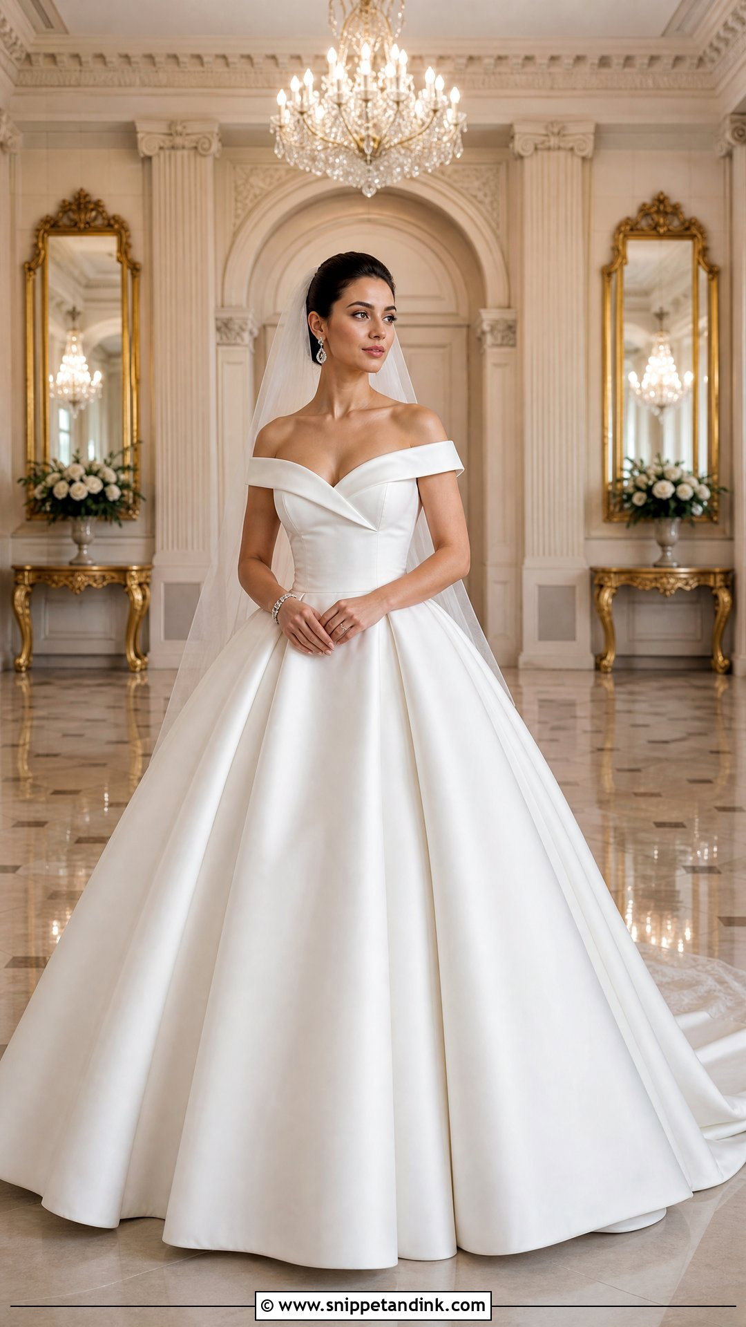 Retro Off the Shoulder Ball Gown Wedding Dress - Snippet and Ink - 20 Retro Wedding Dresses