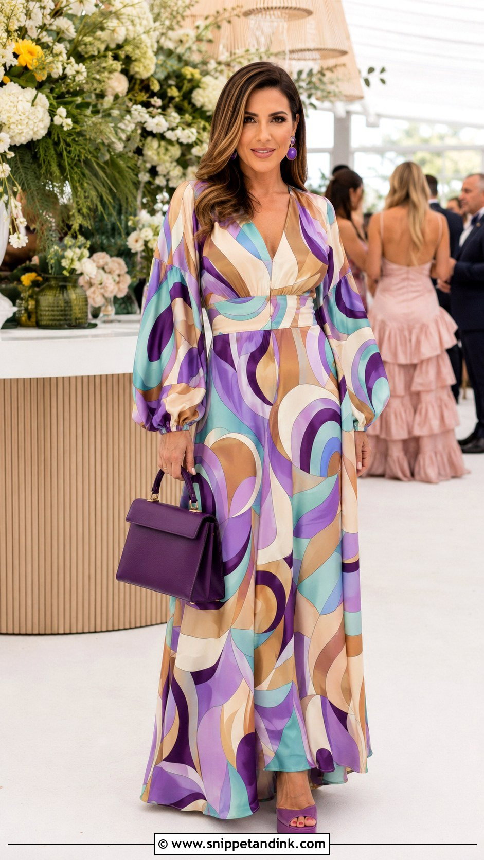 Retro Print Maxi Dress For A Funky Formal Wedding - Snippet and Ink - 20 Funky Formal Wedding Attire Ideas