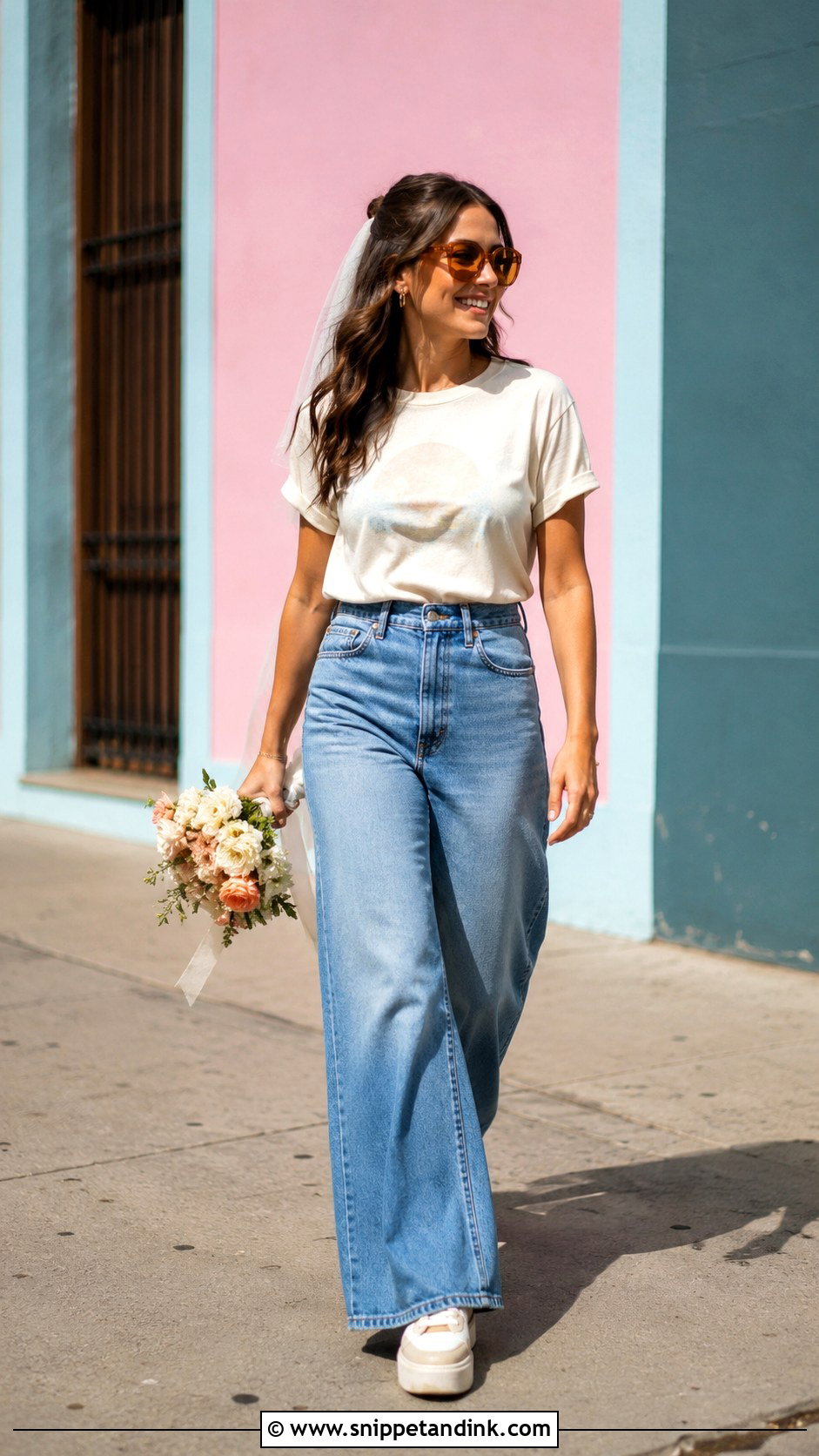 Retro Wedding Shirt With Wide Leg Jeans - Snippet and Ink - 20 Wedding Shirts Ideas