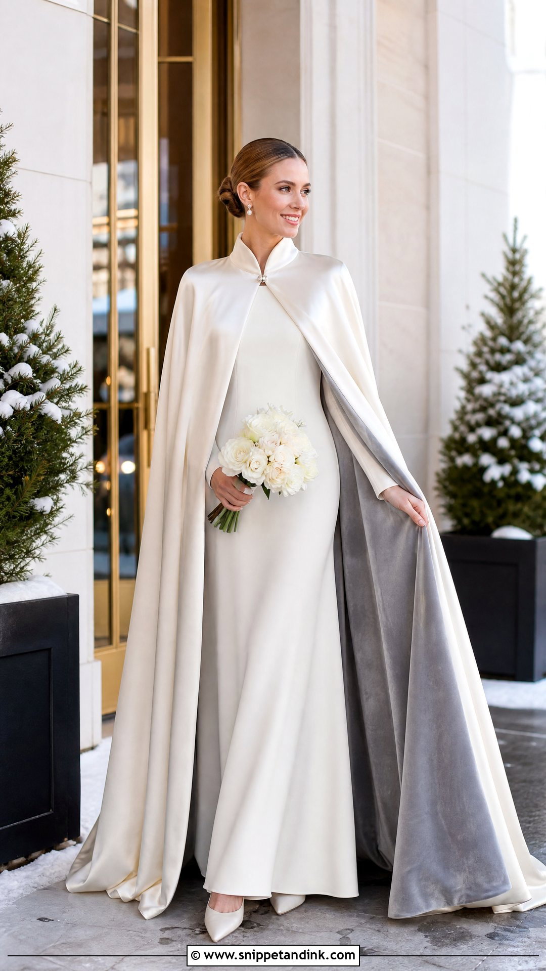 Reversible Winter Wedding Cape With Two Bridal Looks - Snippet and Ink - 20 Winter Wedding Cape Ideas