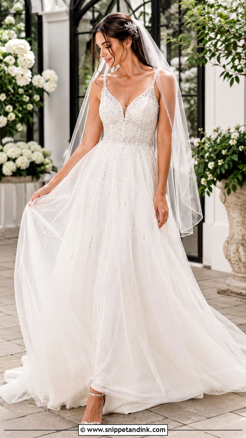 Rhinestone A Line Wedding Dress - Snippet and Ink - 20 Bling Wedding Dresses