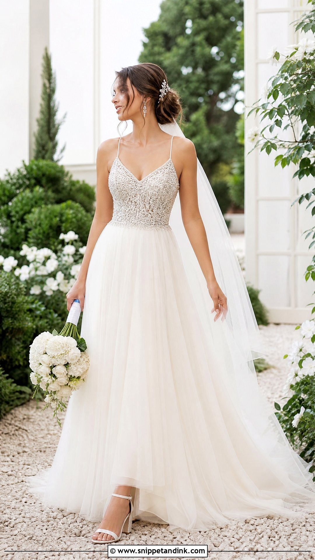 Rhinestone A Line Wedding Dress - Snippet and Ink - 20 Wedding Dress with Diamonds Ideas