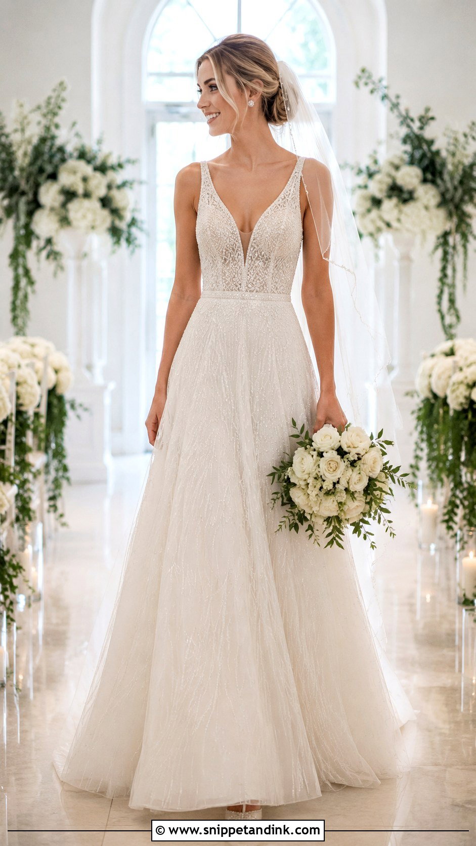 Rhinestone A Line Wedding Dress - Snippet and Ink - 20 Rhinestone Wedding Dress Ideas