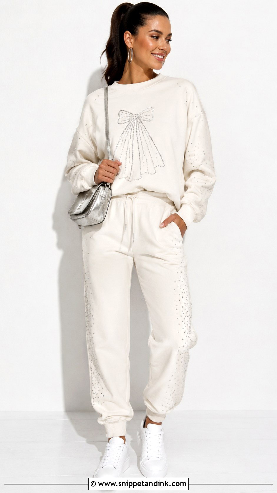 Rhinestone Bride Sweat Suit With Silver Accessories - Snippet and Ink - 20 Bride Sweat Suit Ideas