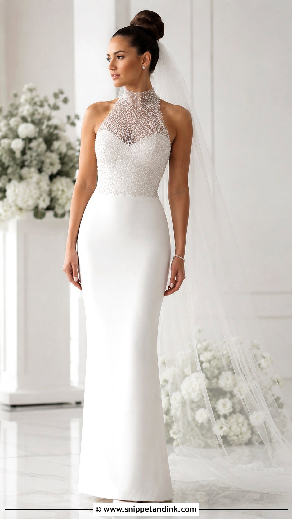 Rhinestone High Neck Wedding Dress - Snippet and Ink - 20 Rhinestone Wedding Dress Ideas