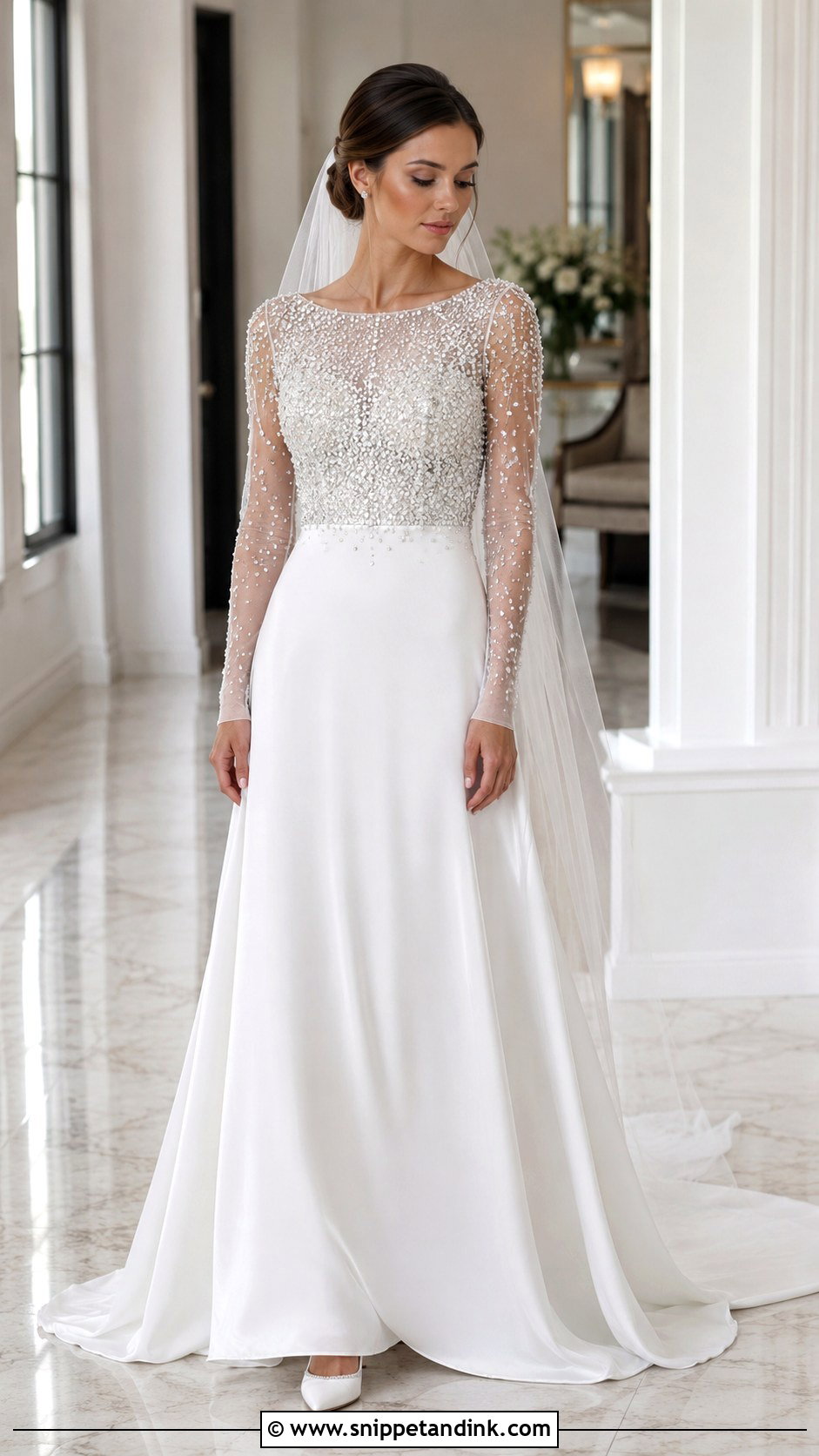 Rhinestone Long Sleeve Wedding Dress - Snippet and Ink - 20 Rhinestone Wedding Dress Ideas