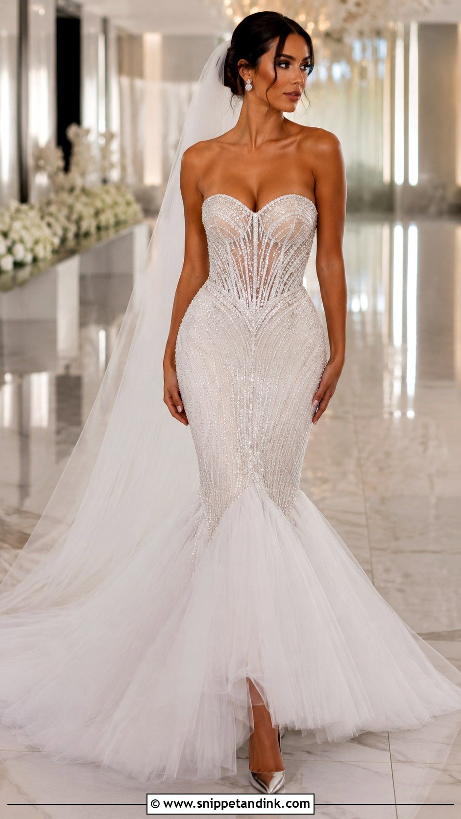 Rhinestone Mermaid Wedding Dress - Snippet and Ink - 20 Jeweled Wedding Dress Ideas