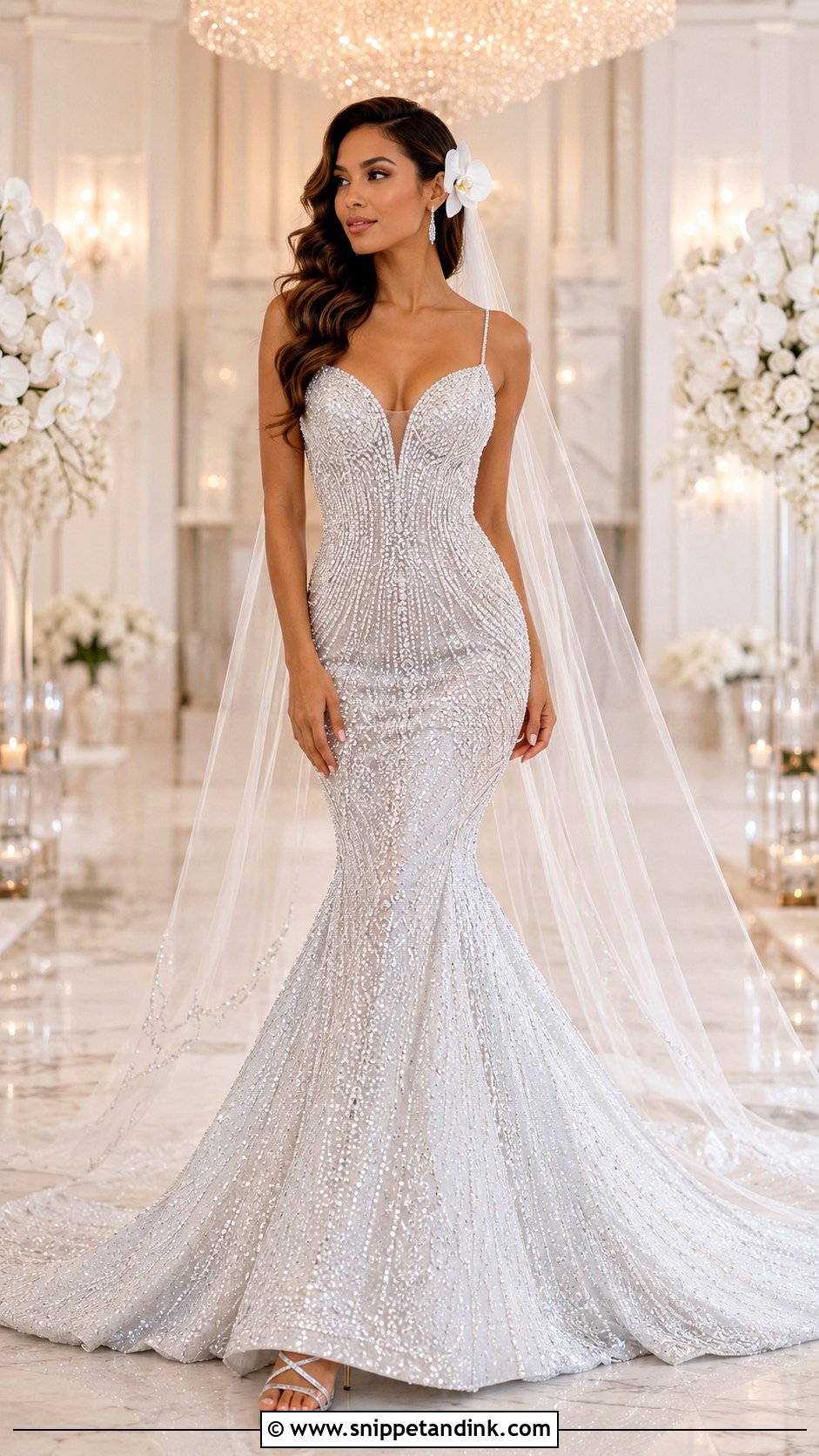 Rhinestone Mermaid Wedding Dress - Snippet and Ink - 20 Rhinestone Wedding Dress Ideas