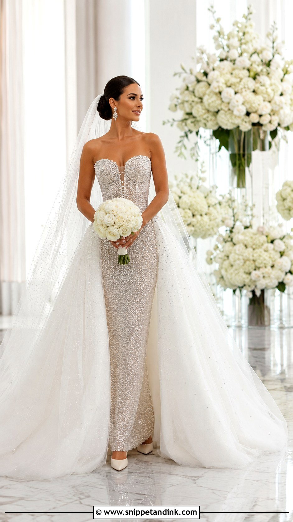Rhinestone Overskirt Wedding Dress - Snippet and Ink - 20 Rhinestone Wedding Dress Ideas