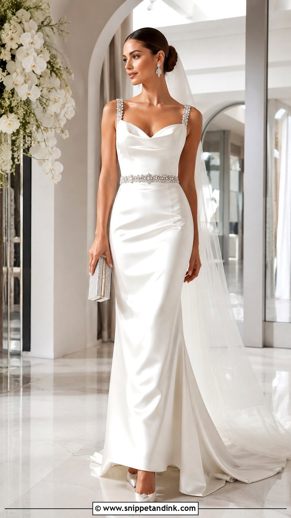 Rhinestone Satin Wedding Dress - Snippet and Ink - 20 Rhinestone Wedding Dress Ideas