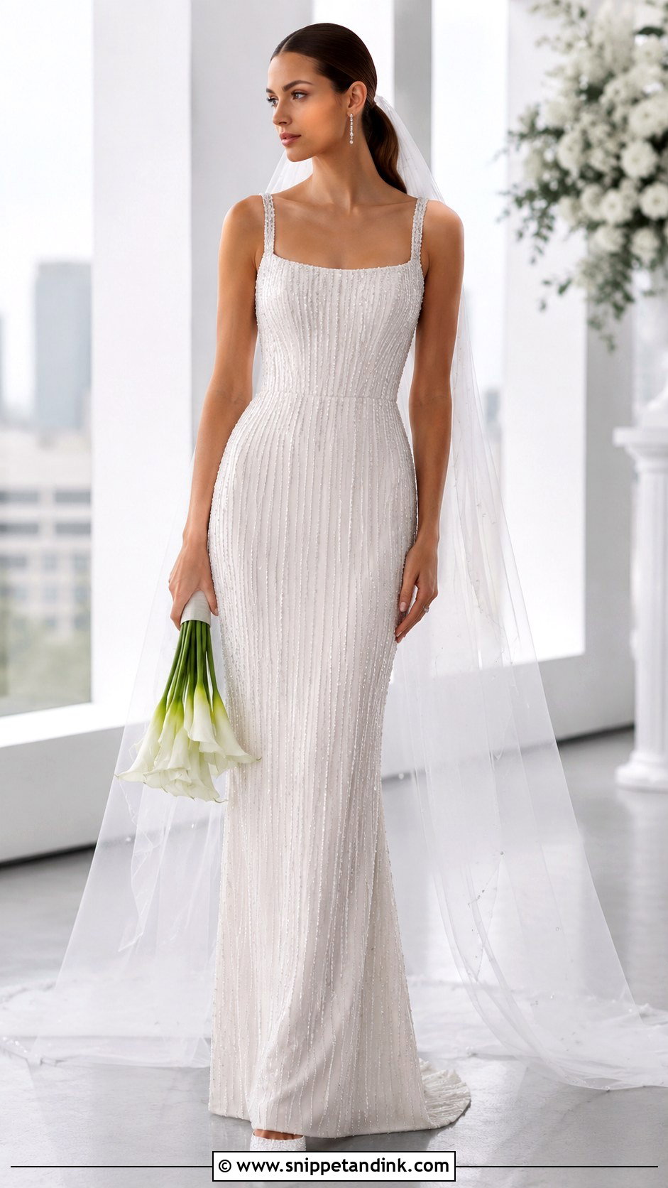 Rhinestone Sheath Wedding Dress - Snippet and Ink - 20 Rhinestone Wedding Dress Ideas