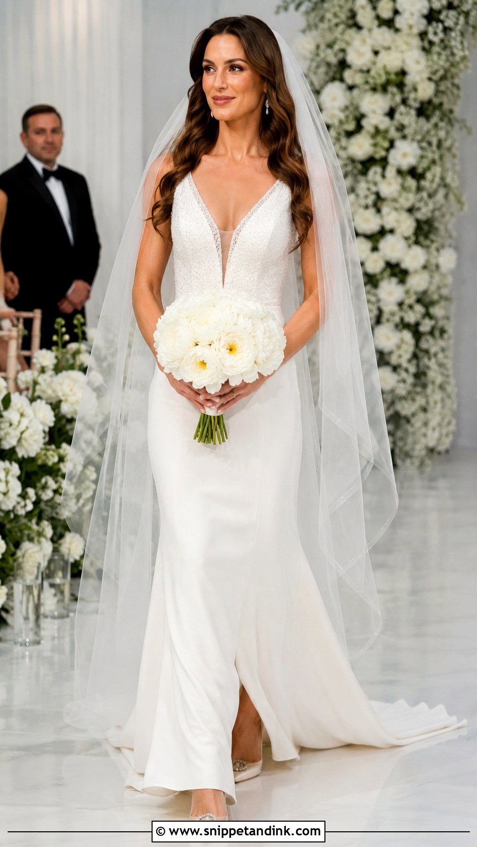 Rhinestone V Neck Wedding Dress - Snippet and Ink - 20 Rhinestone Wedding Dress Ideas