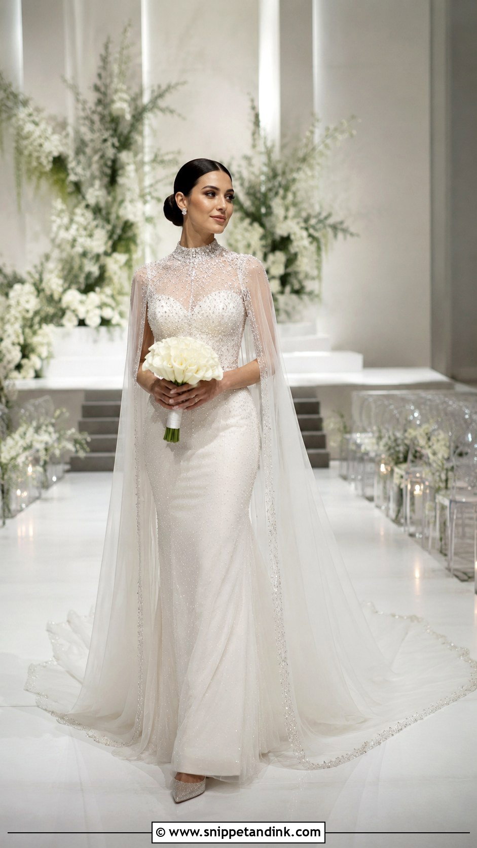 Rhinestone Wedding Dress With Cape - Snippet and Ink - 20 Rhinestone Wedding Dress Ideas