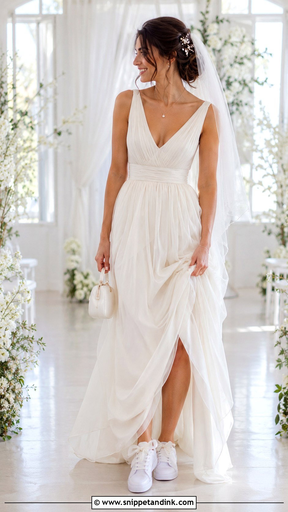 Ribbon Lace Wedding Trainers With Chiffon Dress - Snippet and Ink - 20 Wedding Trainers Ideas