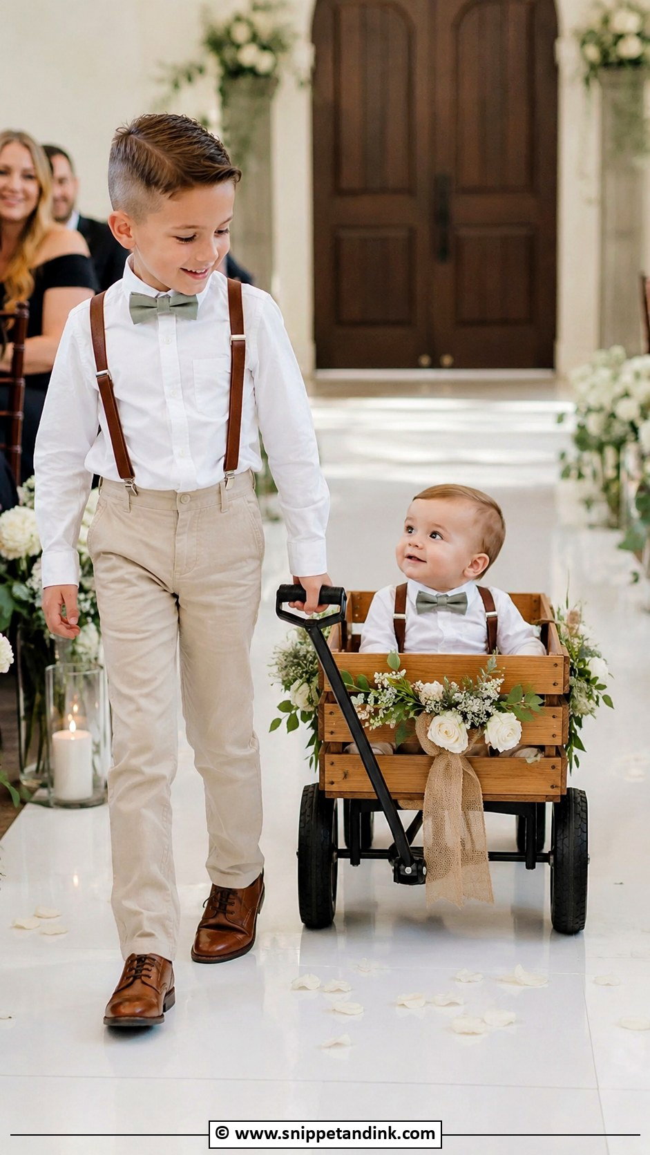 Ring Bearer With Wagon For Siblings - Snippet and Ink - 30 Ring Bearer Ideas