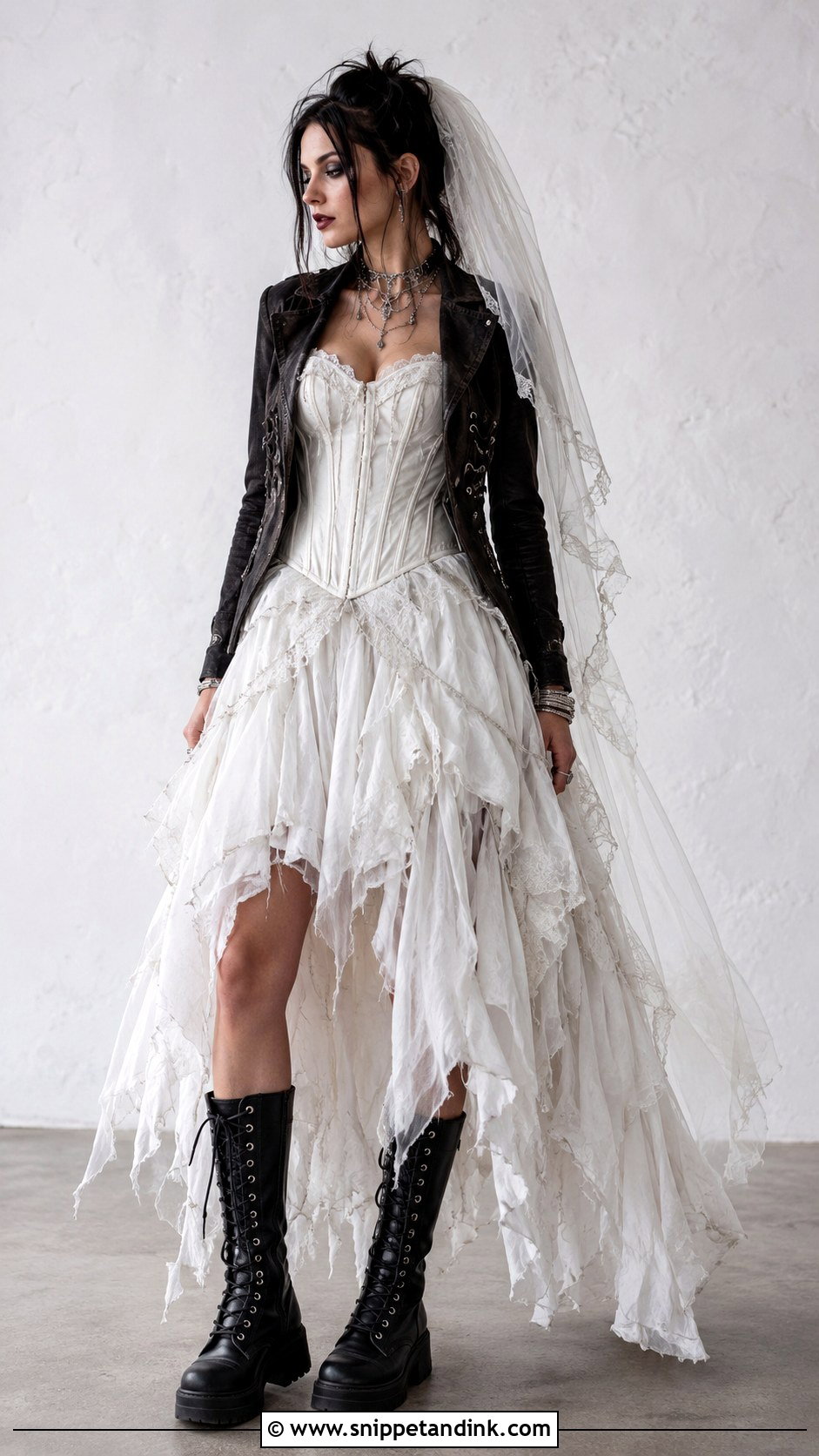 Ripped Hem Punk Wedding Dress - Snippet and Ink - 25 Punk Wedding Dress Ideas