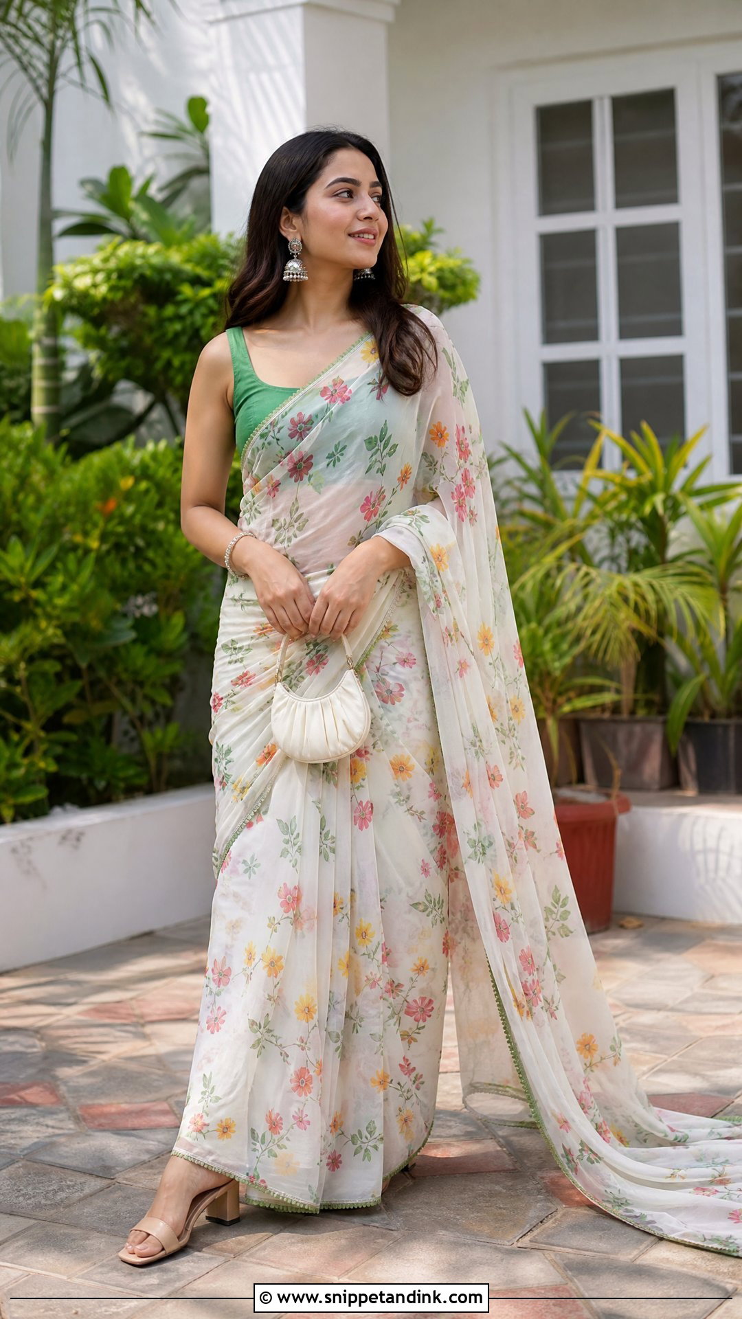 Rocky Aur Rani White Floral Saree Outfit - Snippet and Ink - 20 Rocky Aur Rani Outfits