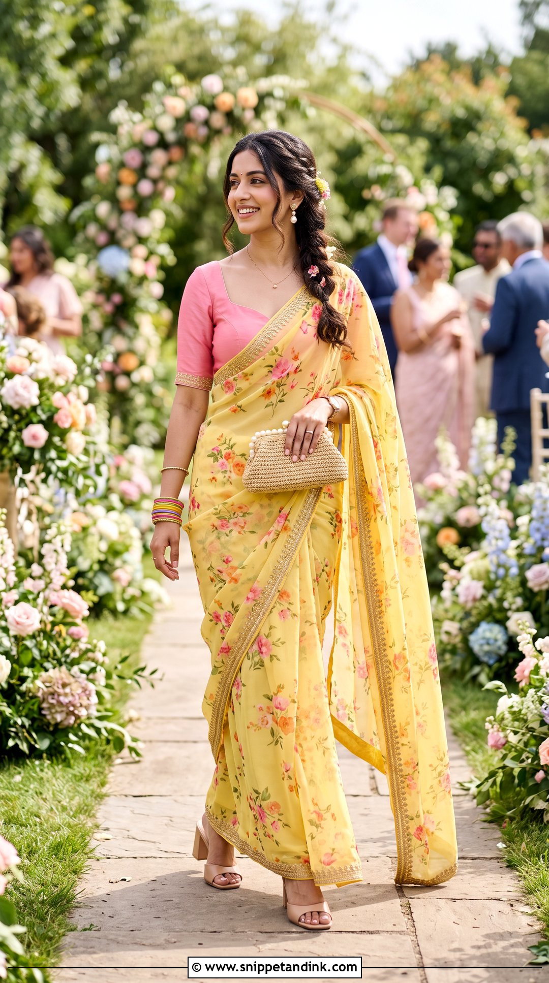 Rocky Aur Rani Yellow Floral Saree Outfit - Snippet and Ink - 20 Rocky Aur Rani Outfits