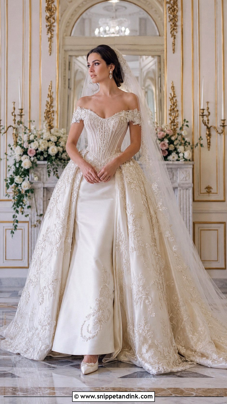 Rococo Detachable Train Wedding Dress - Snippet and Ink - 25 Rococo Wedding Dress Ideas