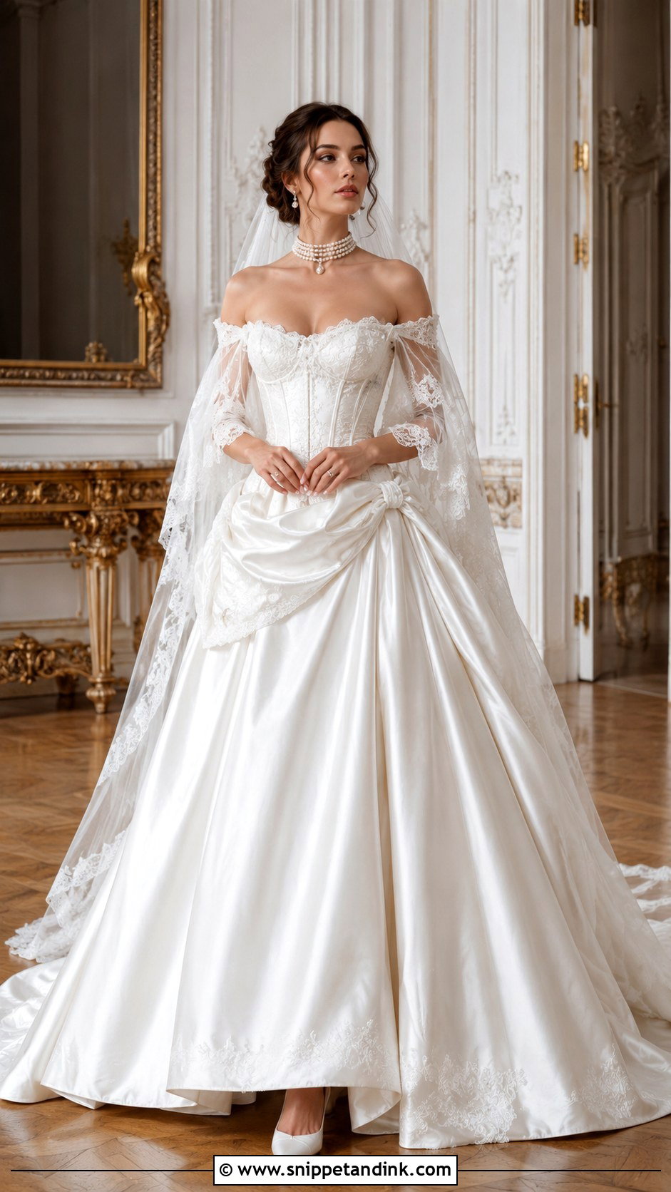 Rococo Off Shoulder Wedding Dress - Snippet and Ink - 25 Rococo Wedding Dress Ideas