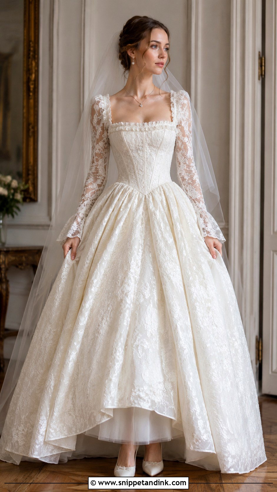 Rococo Square Neck Wedding Dress - Snippet and Ink - 25 Rococo Wedding Dress Ideas