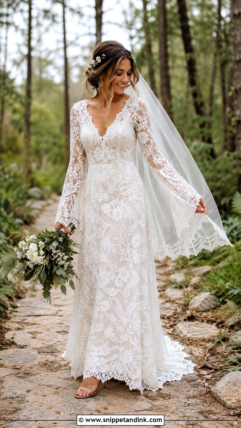 Romantic Boho Lace Wedding Dress - Snippet and Ink - 20 Romantic Wedding Dresses