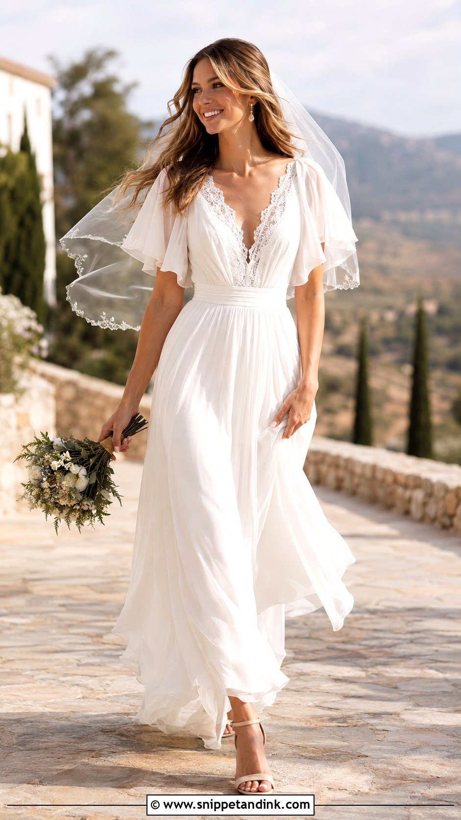 Romantic Chiffon Wedding Dress - Snippet and Ink - 20 Romantic Wedding Dresses