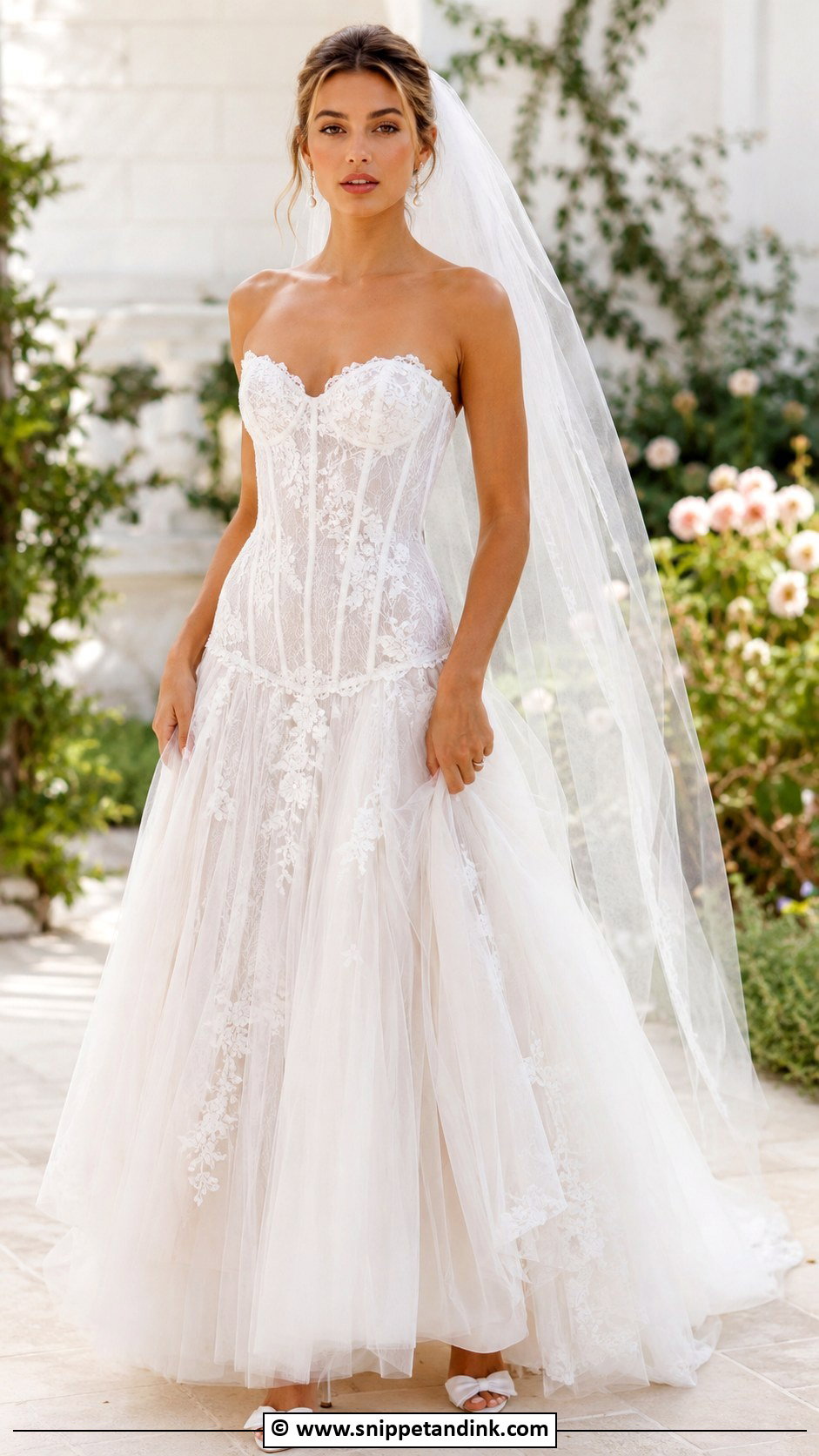 Romantic Drop Waist Corset Wedding Dress - Snippet and Ink - 30 Drop Waist Corset Wedding Dress Ideas