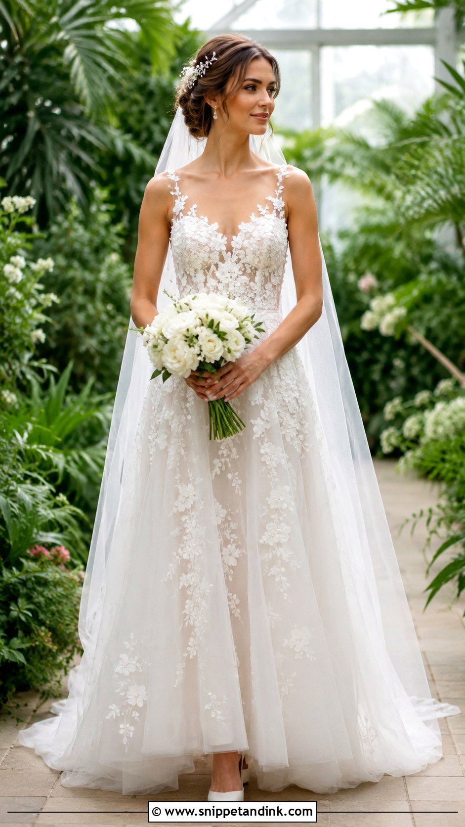 Romantic Floral Applique Wedding Dress - Snippet and Ink - 20 Romantic Wedding Dresses