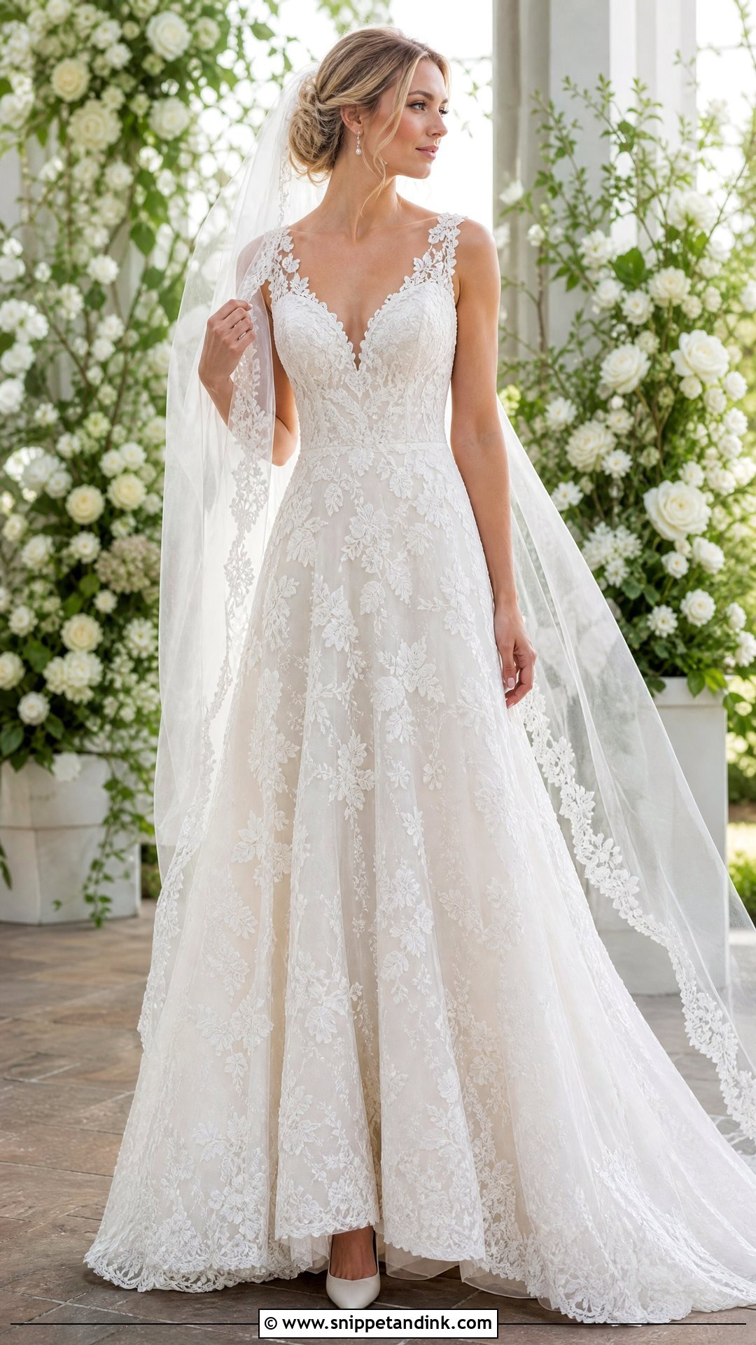 Romantic Lace A Line Bride Dress - Snippet and Ink - 20 Romantic Bride Dress Ideas