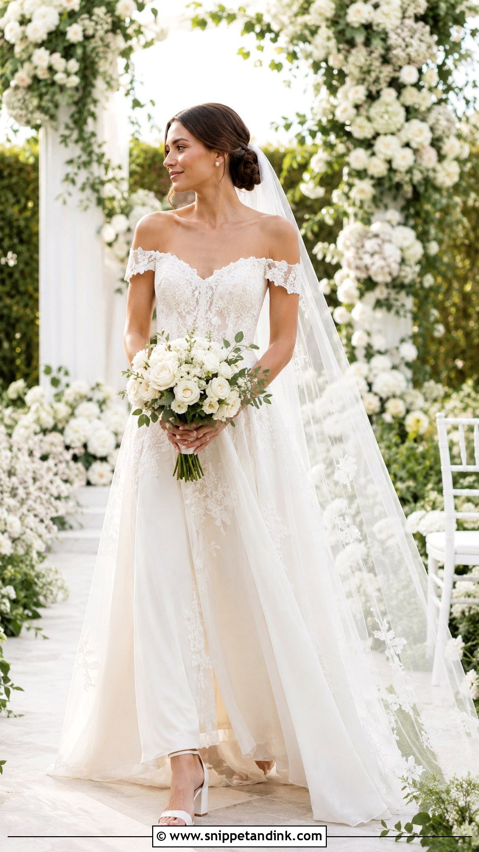 Romantic Off The Shoulder Wedding Dress - Snippet and Ink - 20 Romantic Wedding Dresses