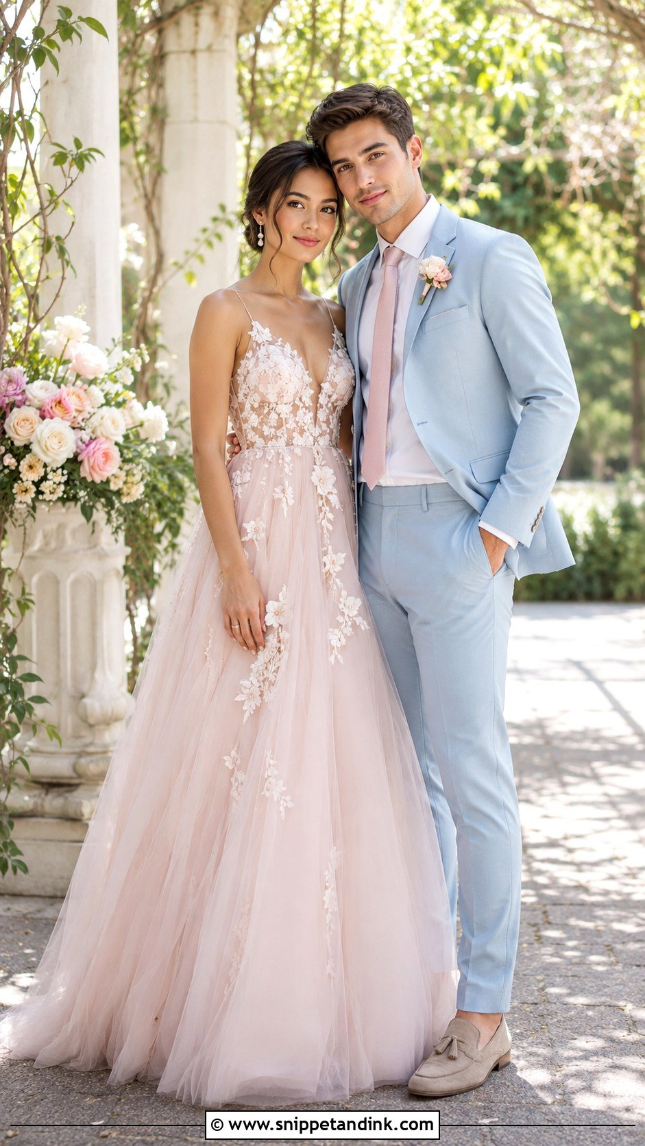Romantic Pastel Wedding Outfits - Snippet and Ink - 20 Couple Aesthetic Wedding Outfits