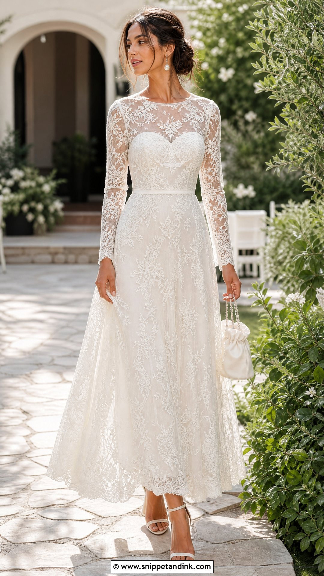 Romantic White Lace Gown - Snippet and Ink - 20 White Gown Aesthetic Ideas