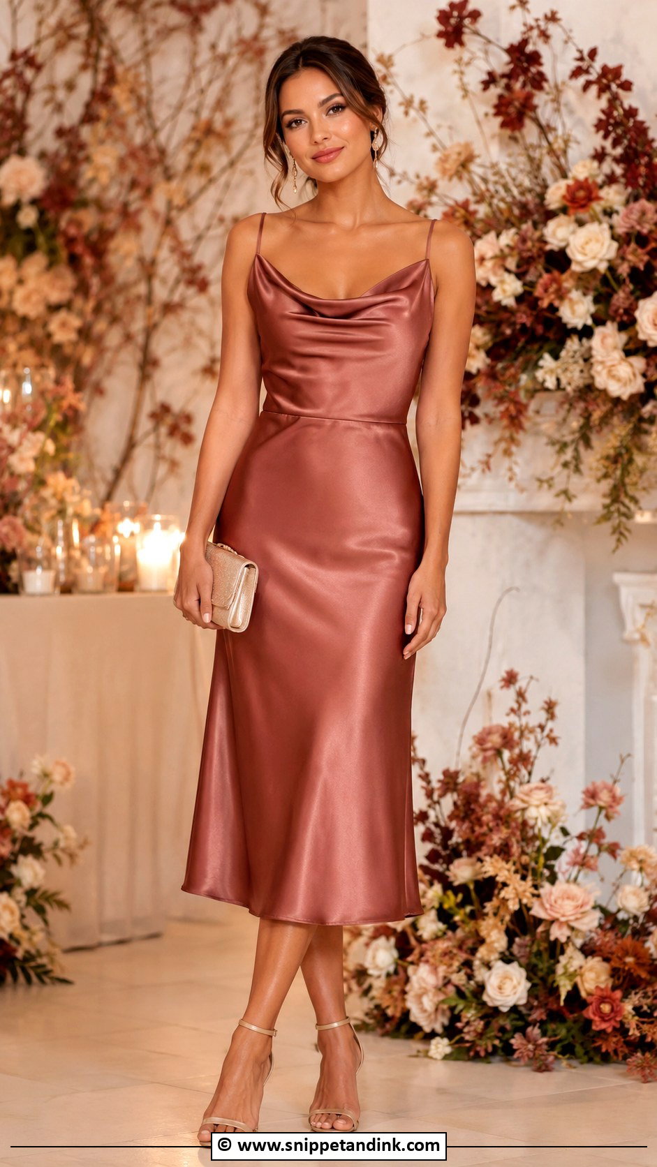 Rose Brown Satin Dress - Snippet and Ink - 30 Fall Wedding Dress Ideas