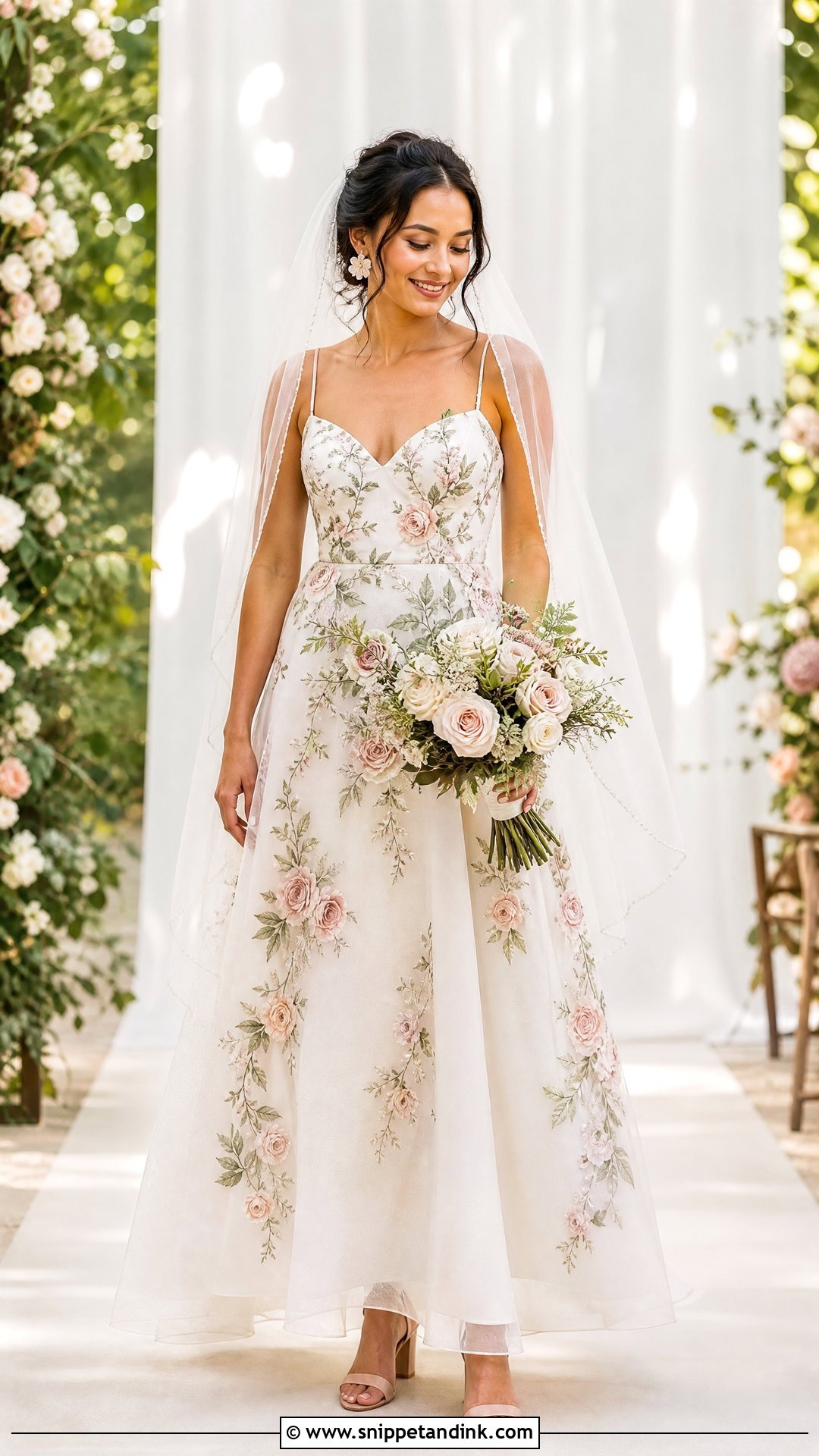 Rose Embroidered A Line Wedding Dress - Snippet and Ink - 20 Wedding Dress with Roses Ideas