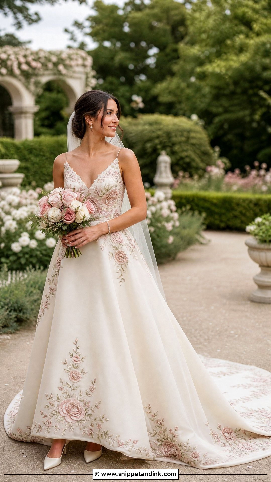 Rose Embroidered Wedding Dress - Snippet and Ink - 20 Wedding Dress with Flower Embroidery Ideas