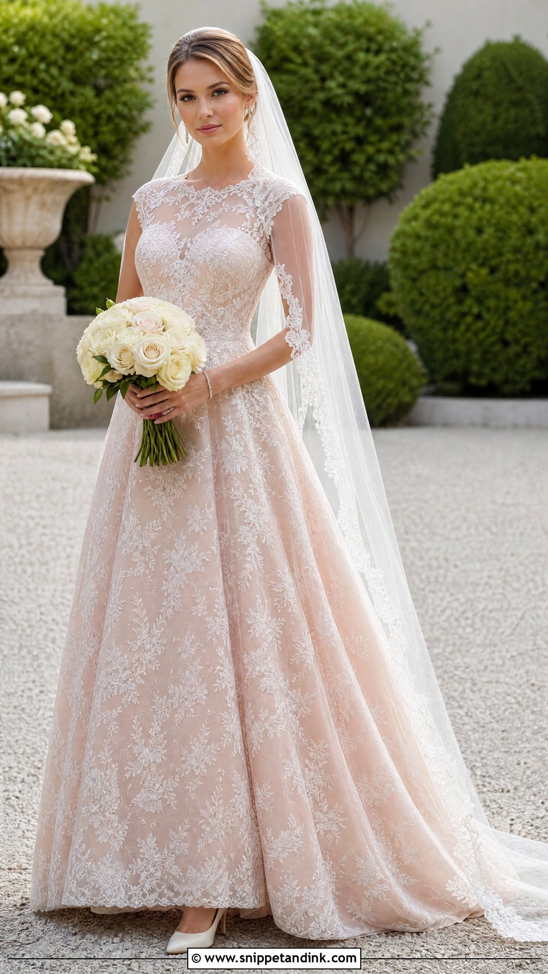 Rose Gold A Line Lace Wedding Gown - Snippet and Ink - 20 Rose Gold Wedding Gown Ideas