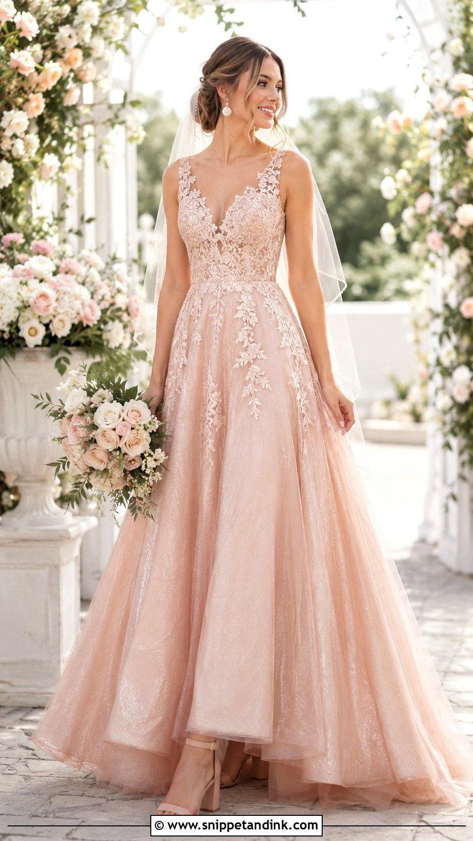 Rose Gold A Line Wedding Dress - Snippet and Ink - 25 Rose Gold Wedding Dress Ideas