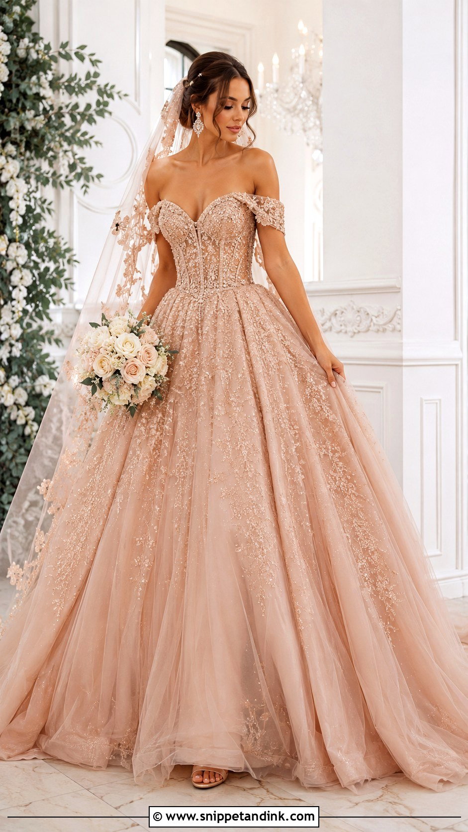 Rose Gold Ball Gown Wedding Dress - Snippet and Ink - 25 Rose Gold Wedding Dress Ideas