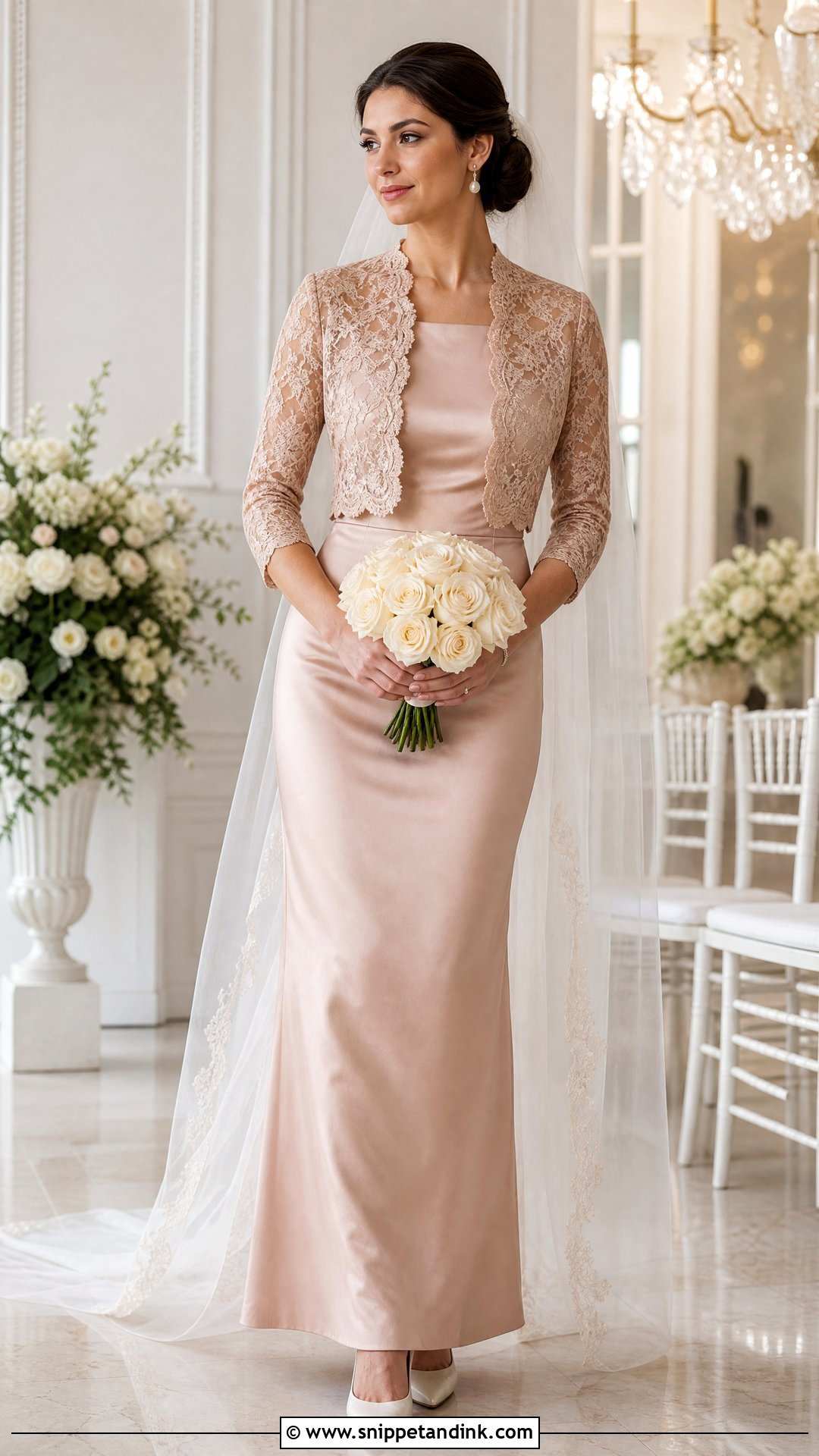 Rose Gold Bridal Gown With Matching Jacket - Snippet and Ink - 20 Rose Gold Wedding Gown Ideas