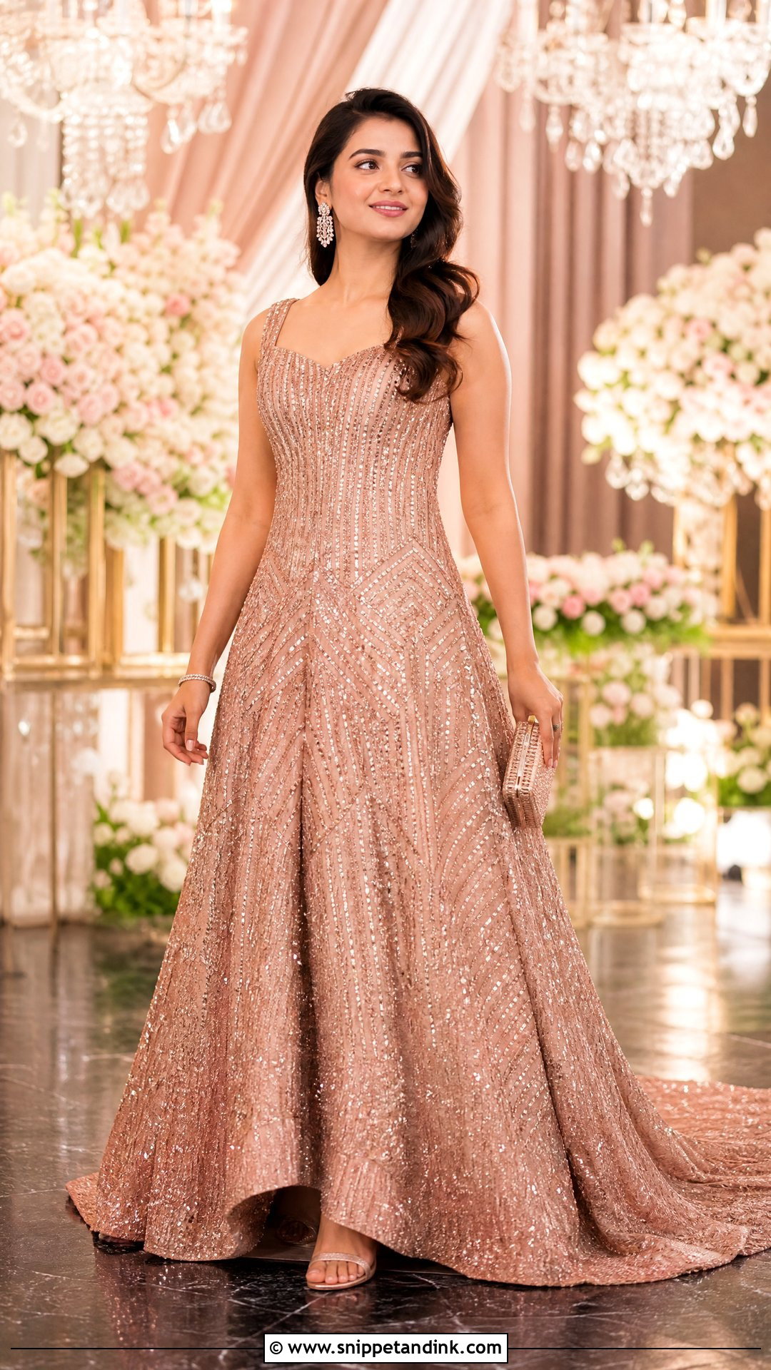 Rose Gold Bridal Gown for Sangeet - Snippet and Ink - 20 Outfit for Sangeet Function for Bride Ideas