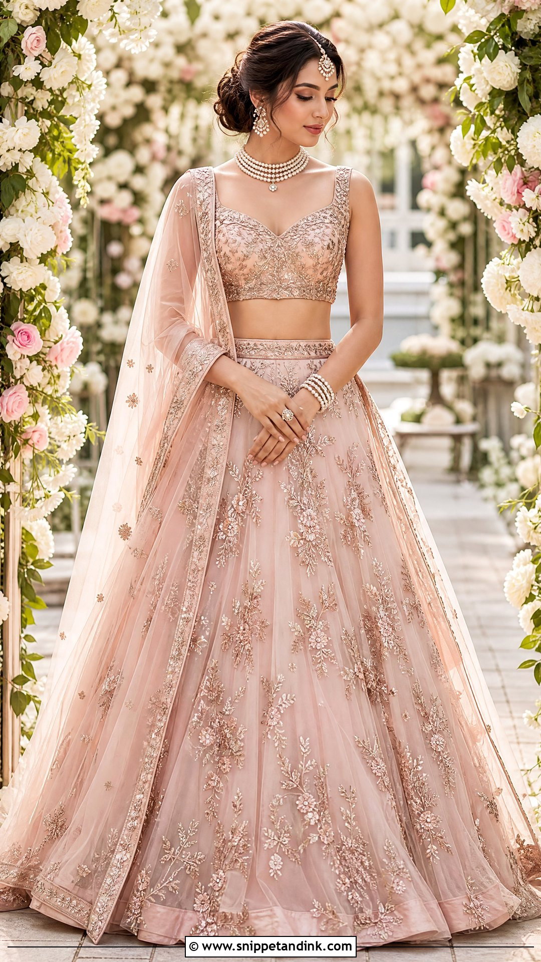 Rose Gold Bridal Lehenga - Snippet and Ink - 25 Golden Bridal Dress Ideas