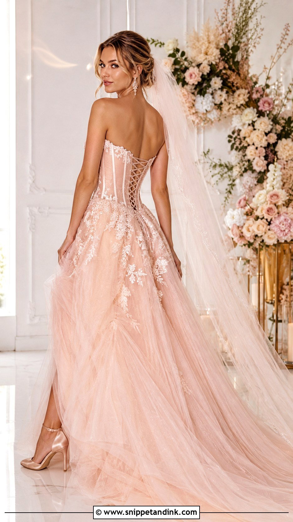 Rose Gold Corset Wedding Dress - Snippet and Ink - 25 Rose Gold Wedding Dress Ideas